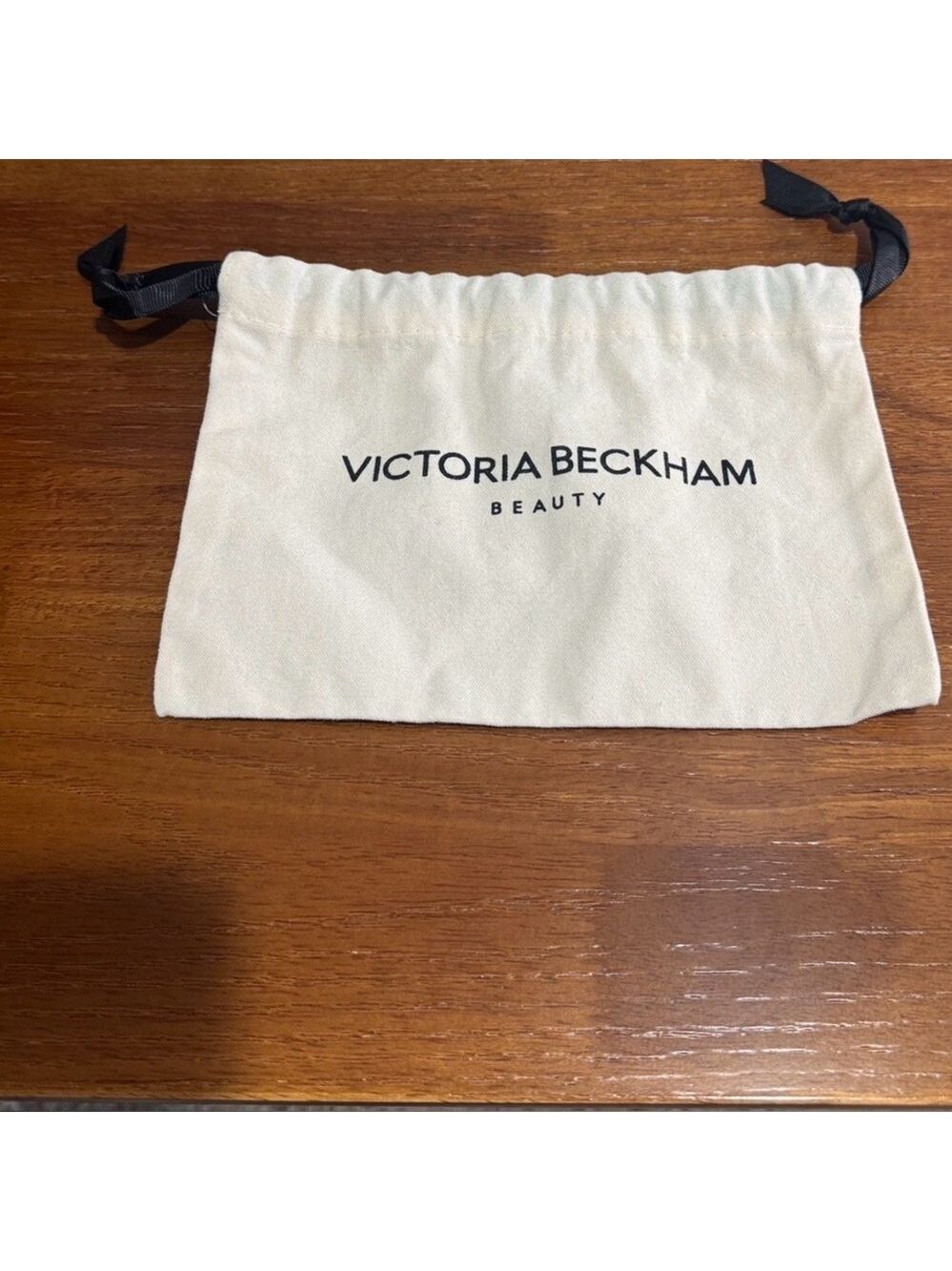 Victoria Beckham Cream Drawstring Pouch with Black Accents